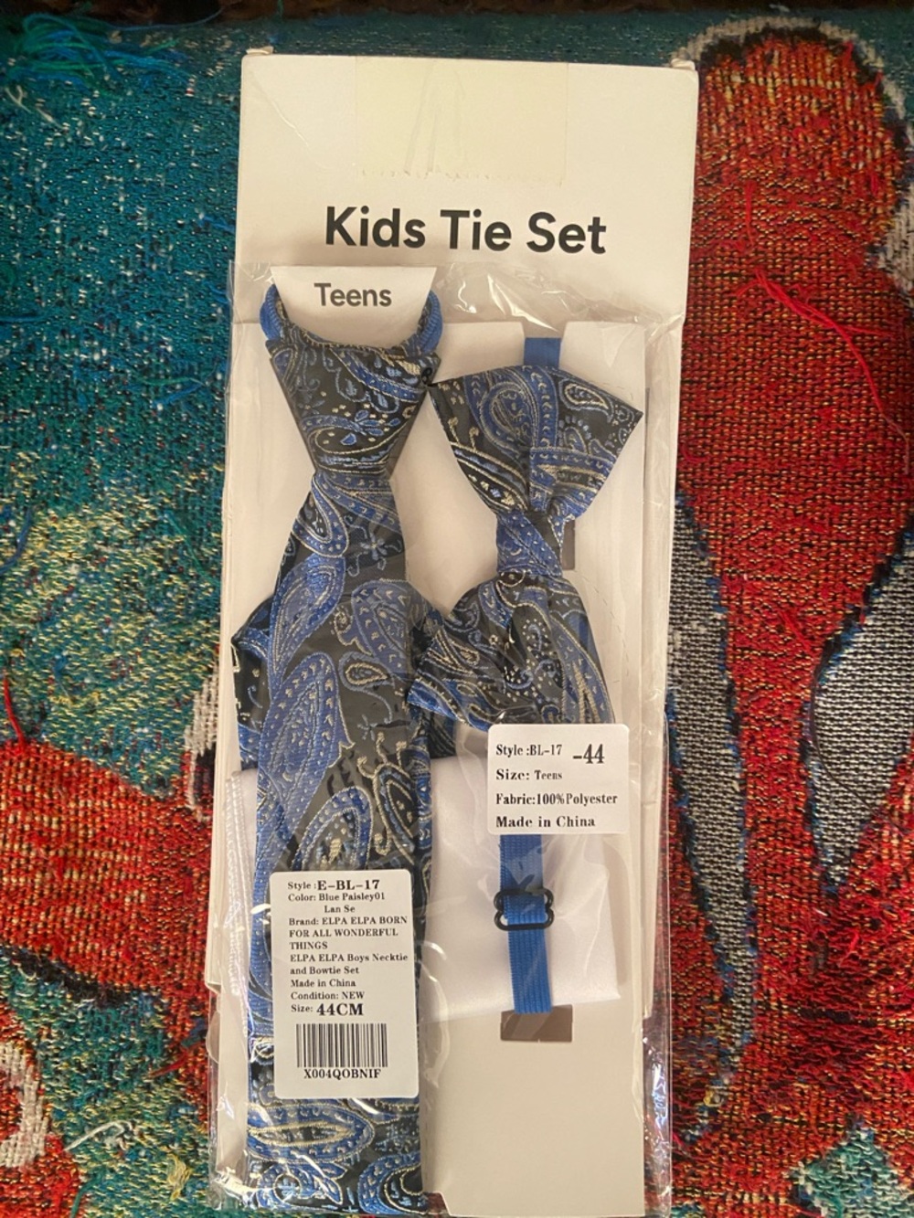 P.E Nation Blue Paisley Kids Tie Set